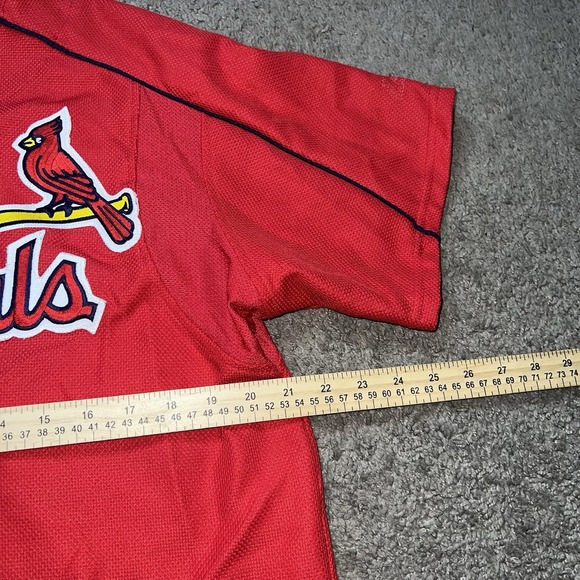 Edgar Renteria #3 St. Louis Cardinals MLB Vintage Majestic Sewn Red Jersey L - Picture 6 of 6